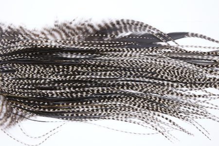 16 – JimsFlyCo Dry Fly Hackle, Grizzly Variant #2 Grade Rooster Saddle, Ties Sizes 14-16