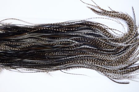 1356 Hebert Dry Fly Hackle, Bronze Grade Rooster Saddle Variant Ties Sizes 14-16