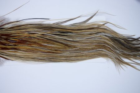 1836 Heritage Dry Fly Hackle, 1 Grade Rooster Saddle Honey Dun Ties Size 12-14