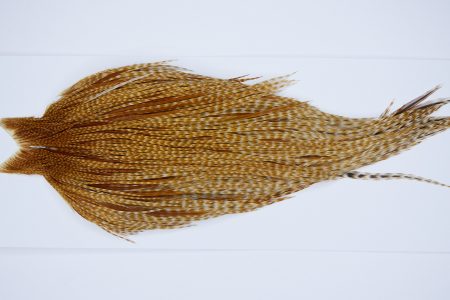 2440 Yellowstone Dry Fly Hackle, 2 grade Rooster Cape Barred Ginger Ties Size 8-18