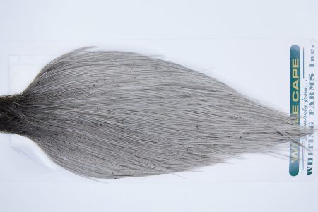 3346 Hebert Dry Fly Hackle, Pro Grade Rooster Cape Light Grey Dun Ties Size 8-18