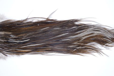 3440 Hebert Dry Fly Hackle, Bronze Grade Rooster Saddle Dark Brown Dun Ties Size 10-14