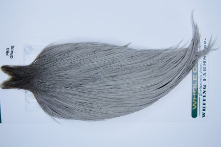 3624 Hebert Dry Fly Hackle, Pro Grade Rooster Cape Light Grey Dun Ties Size 10-20
