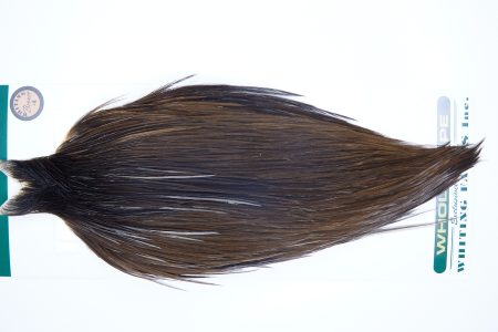 3644 Hebert Dry Fly Hackle, Bronze Grade Rooster Cape Dark Brown Dun Ties Size 10-24