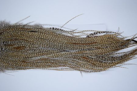 4008 Hebert Dry Fly Hackle, Silver Grade Rooster Saddle Dun Grizzly Ties Size 14-16