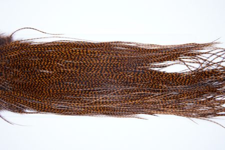 4089a Whiting Dry Fly Hackle, Bronze Grade Rooster Saddle Dark Barred Ginger Ties Size 16-18