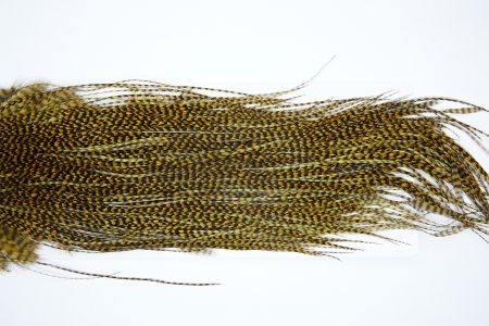 4106 Whiting Dry Fly Hackle, Bronze Grade Rooster Saddle Grizzly Golden Olive Ties Size 14-18