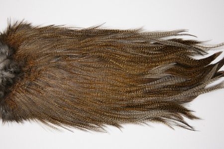 4739 Coq De Leon Dry Fly Hackle Silver Grade Rooster Saddle Dark Pardo