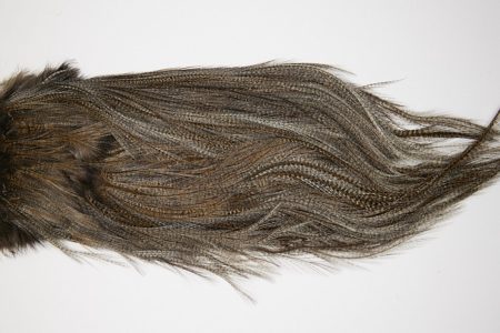 4741 Coq De Leon Dry Fly Hackle Silver Grade Rooster Saddle Dark Pardo