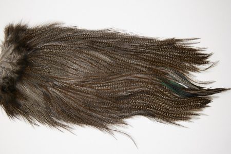 4744 Coq De Leon Dry Fly Hackle Silver Grade Rooster Saddle Dark Pardo