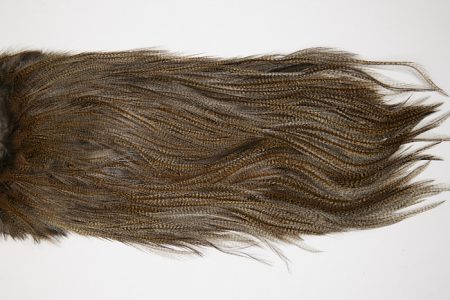 4745 Coq De Leon Dry Fly Hackle Silver Grade Rooster Saddle Dark Pardo