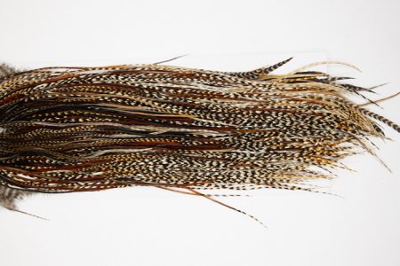 4833 Hebert Dry Fly Hackle Bronze Grade Rooster Saddle Grizzly Variant Ties Size 14-16