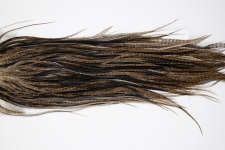 4853 Hebert Dry Fly Hackle Bronze Grade Rooster Saddle Dark Grey Dun Ties Size 12-14