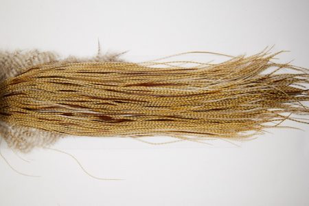 4910 Hebert Dry Fly Hackle Silver Grade Rooster Saddle Medium Barred Ginger Ties Size 14-18