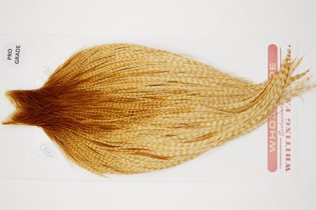 10226 Whiting Dry Fly Hackle Pro Grade Rooster Saddle Barred Medium Ginger Ties Size 10-22