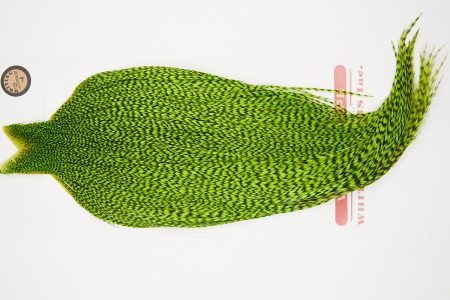10245 Whiting Dry Fly Hackle Bronze Grade Rooster Cape Grizzly Chartreuse Ties Size 8-20