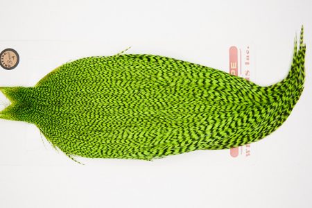 10248 Whiting Dry Fly Hackle Bronze Grade Rooster Cape Grizzly Chartreuse Ties Size 8-20