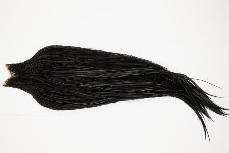10505 JimsFlyCo Dry Fly Hackle Rhodium Rooster Cape Black Ties Size 10-20