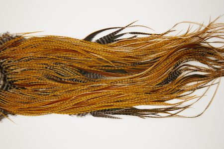 10537 JimsFlyCo Dry Fly Hackle Grade 2 Rooster Saddle Barred Ginger Ties Size 14-16