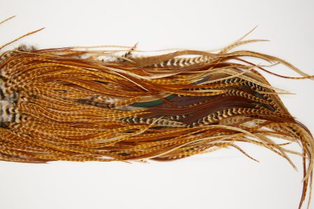 10575 JimsFlyCo Dry Fly Hackle Grade 2 Rooster Saddle Barred Ginger Ties Size 10-12