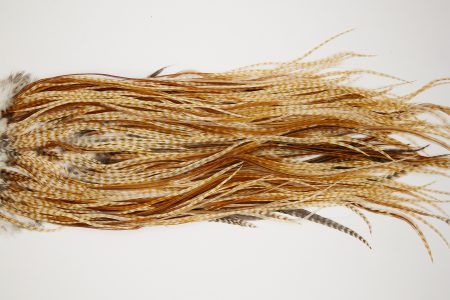 10576 JimsFlyCo Dry Fly Hackle Grade 2 Rooster Saddle Barred Ginger Ties Size 10-12