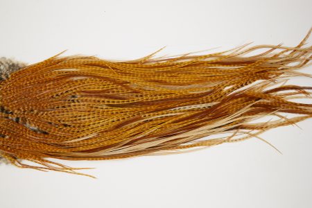 10577 JimsFlyCo Dry Fly Hackle Grade 2 Rooster Saddle Barred Ginger Ties Size 10-12