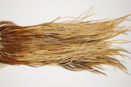 10578 JimsFlyCo Dry Fly Hackle Grade 2 Rooster Saddle Barred Ginger Ties Size 14-16