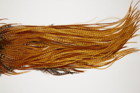 10609 JimsFlyCo Dry Fly Hackle Grade 1 Rooster Saddle Barred Ginger Ties Size 12-16