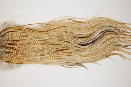 10610 JimsFlyCo Dry Fly Hackle Grade 1 Rooster Saddle Barred Ginger Ties Size 14-16