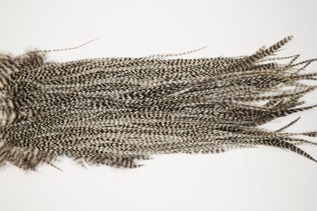 10639 JimsFlyCo Dry Fly Hackle Rhodium Rooster Saddle Grizzly Variant Ties Size 8-10