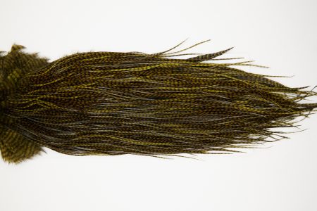 10667 Whiting Dry Fly Hackle Silver Grade Rooster Saddle Grizzly Dark Olive Ties Size 12-14