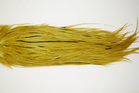 10677 Whiting Dry Fly Hackle Silver Grade Rooster Saddle Golden Olive Ties Size 14-16