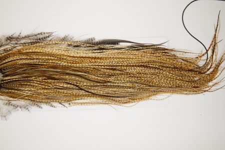 10690 Whiting Dry Fly Hackle Silver Grade Rooster Saddle Barred Medium Ginger Ties Size 16-18