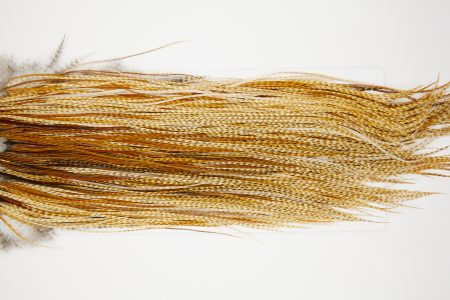 10719 Whiting Dry Fly Hackle Bronze Grade Rooster Saddle Barred Medium Ginger Ties Size 14-18