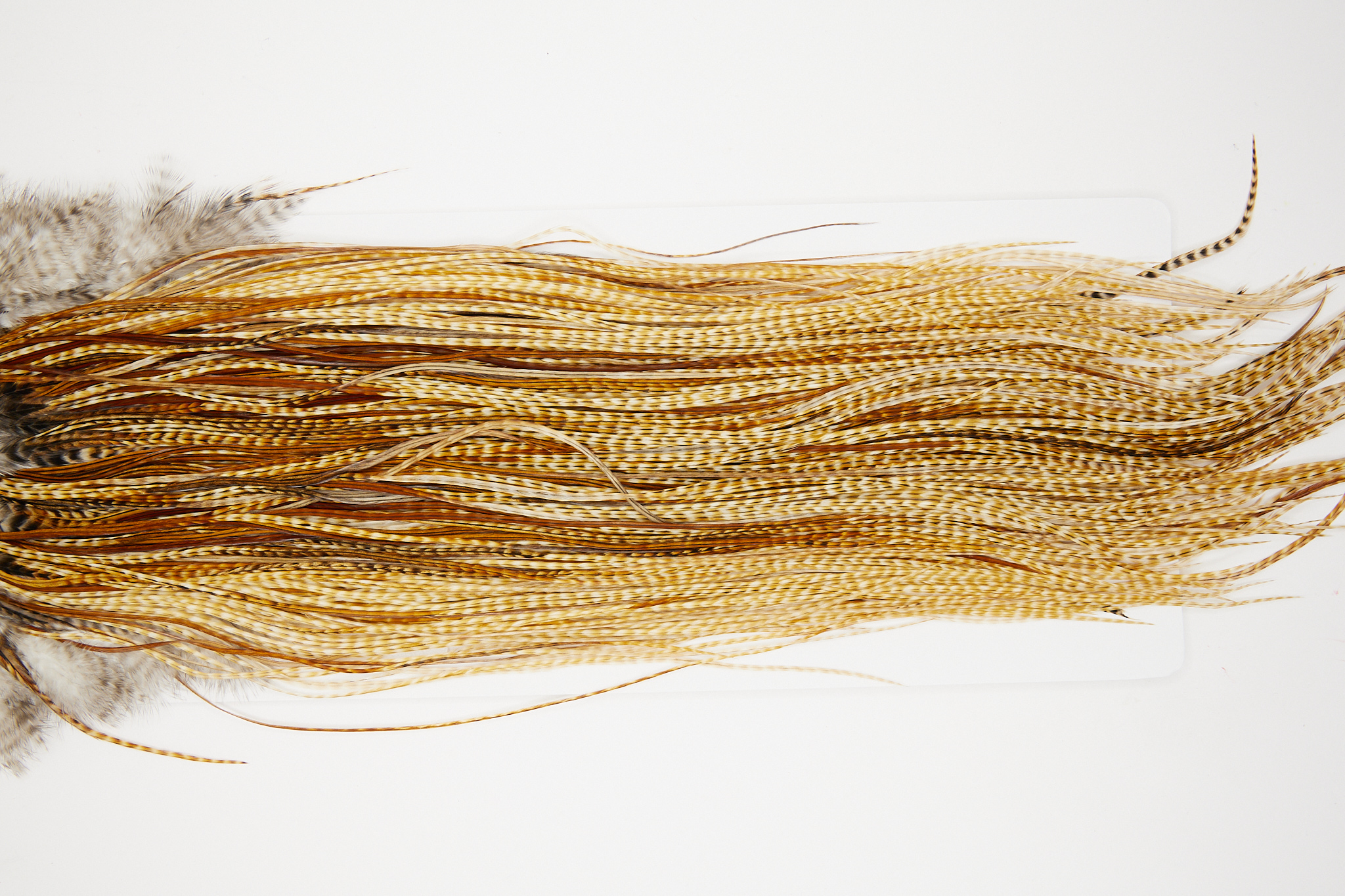 10720 Whiting Dry Fly Hackle Bronze Grade Rooster Saddle Barred Medium Ginger Ties Size 16-18