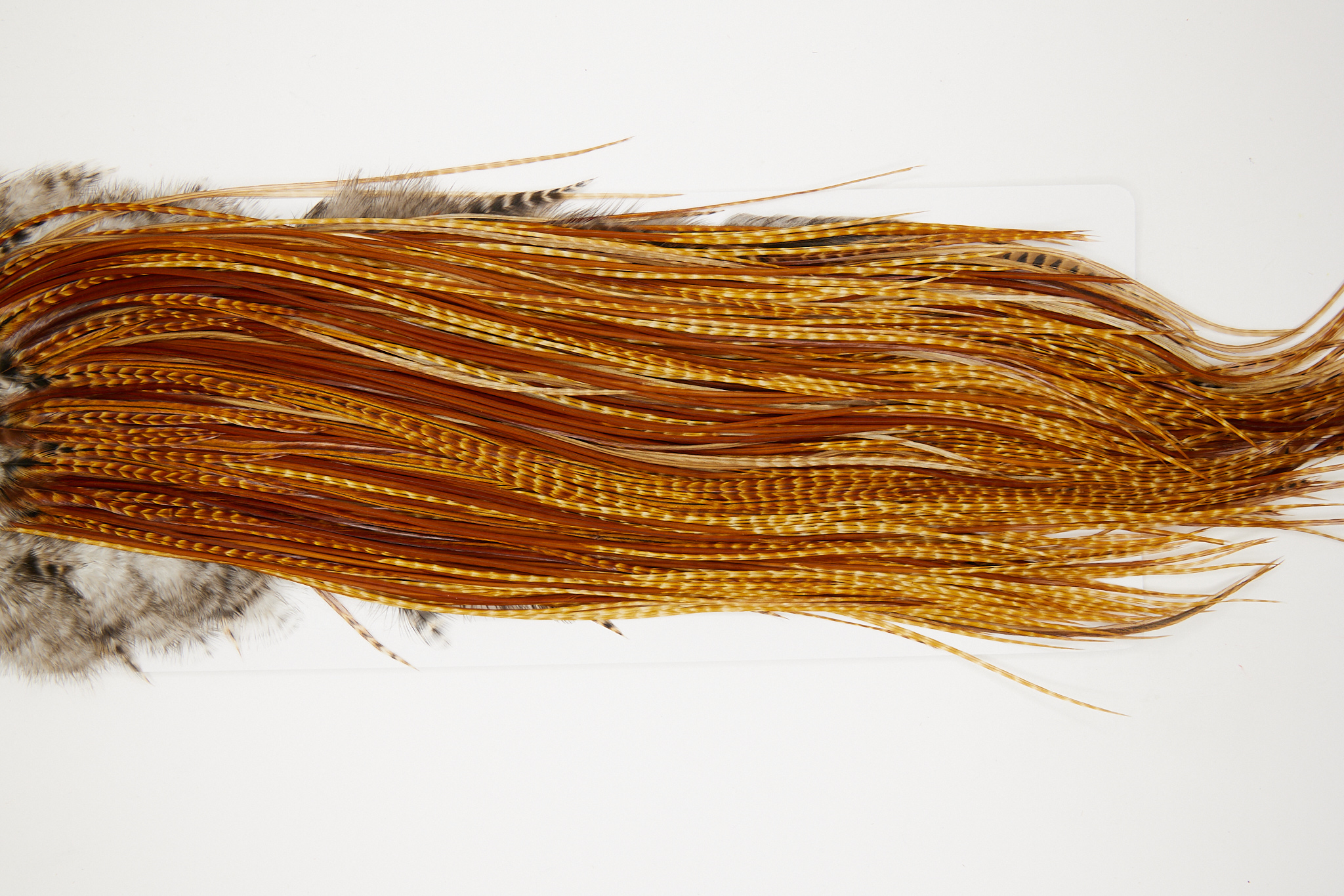10748 Whiting Dry Fly Hackle Bronze Grade Rooster Saddle Dark Barred Ginger Ties Size 16-18