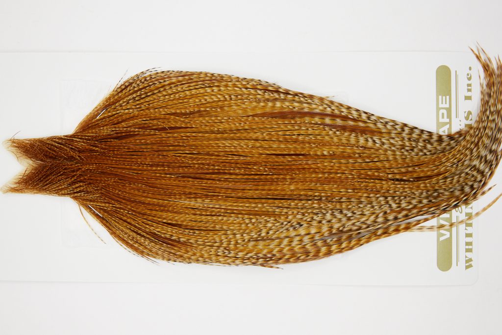 10776 Heritage Dry Fly Hackle Grade 2 Rooster Cape Barred Ginger Ties Size 8-22