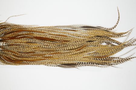 10852 Hebert Dry Fly Hackle Bronze Grade Rooster Saddle Grizzly Variant Ties Size 10-12