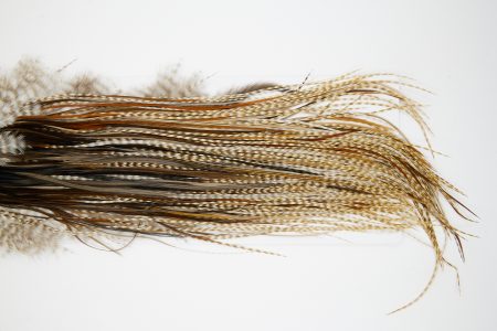 10868 Hebert Dry Fly Hackle Bronze Grade Rooster Saddle Dun Grizzly Ties Size 14-16