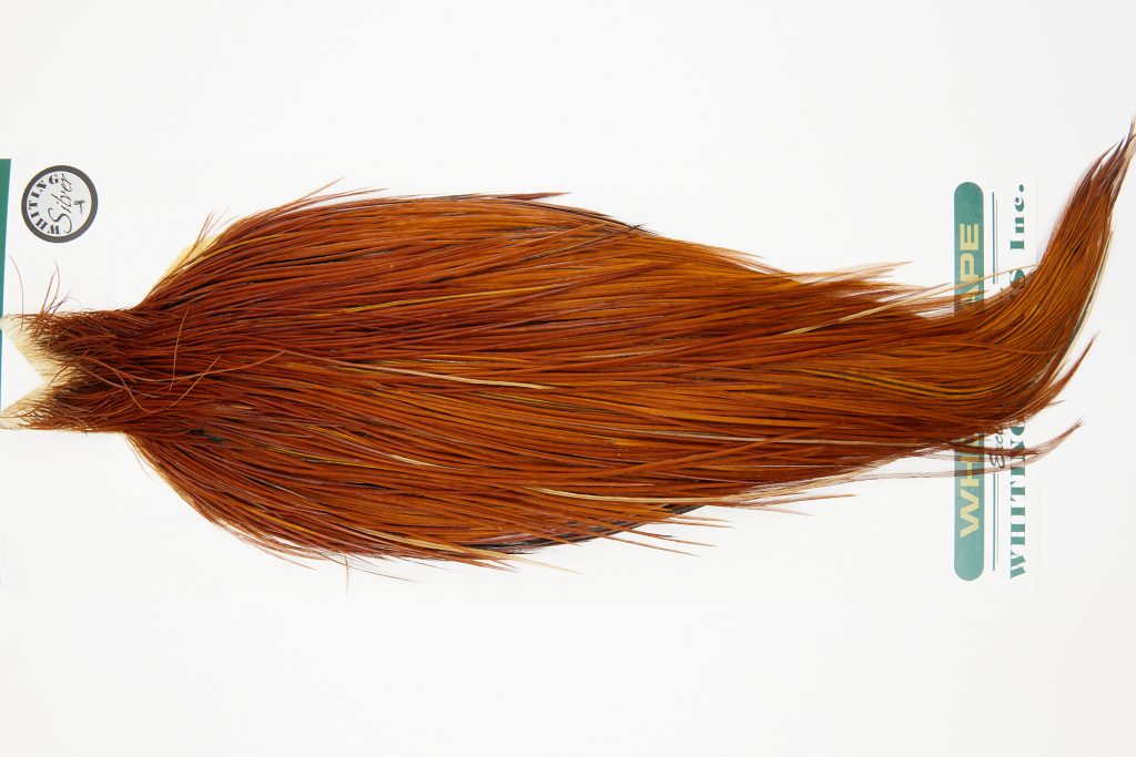 10884 Hebert Dry Fly Hackle Silver Grade Rooster Cape Medium Brown Ties Size 8-22