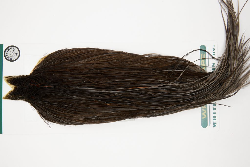 10888 Hebert Dry Fly Hackle Silver Grade Rooster Cape Dark Grey Dun Ties Size 10-24