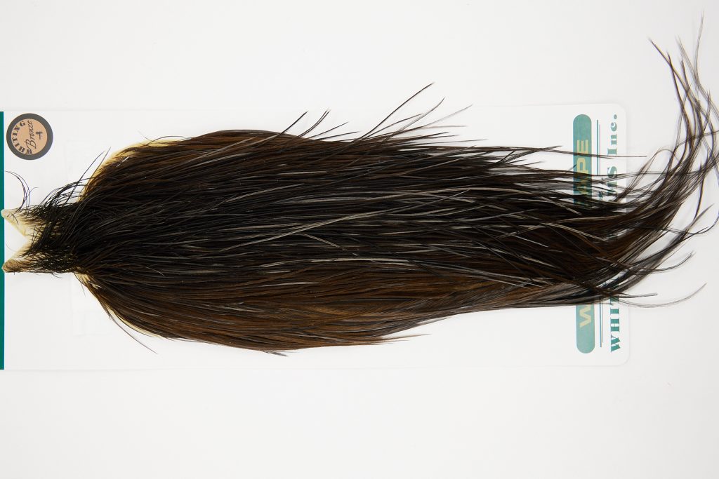 10889 Hebert Dry Fly Hackle Bronze Grade Rooster Cape Dark Brown Dun Ties Size 8-24