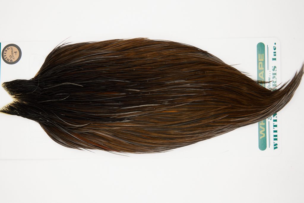 10891 Hebert Dry Fly Hackle Bronze Grade Rooster Cape Dark Brown Dun Ties Size 8-20