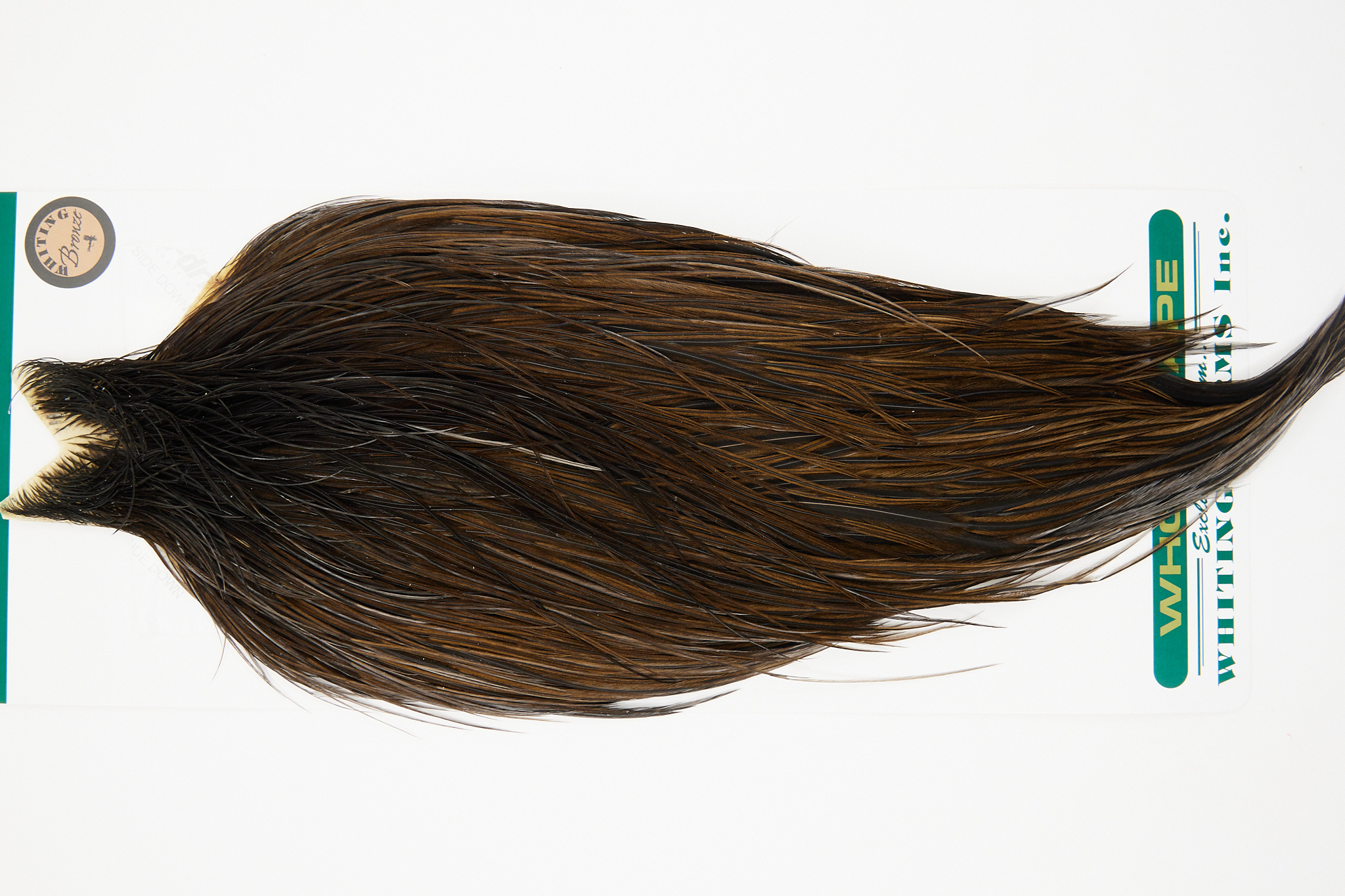 10893 Hebert Dry Fly Hackle Bronze Grade Rooster Cape Dark Brown Dun Ties Size 10-22