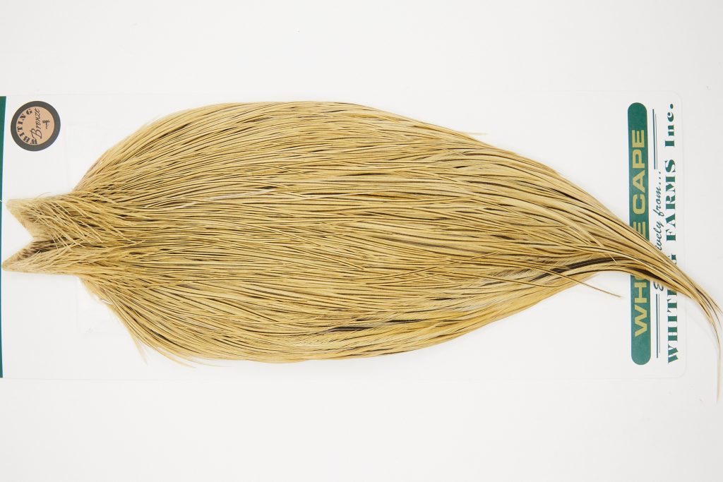 10908 Hebert Dry Fly Hackle Bronze Grade Rooster Cape Light Ginger Ties Size 8-24