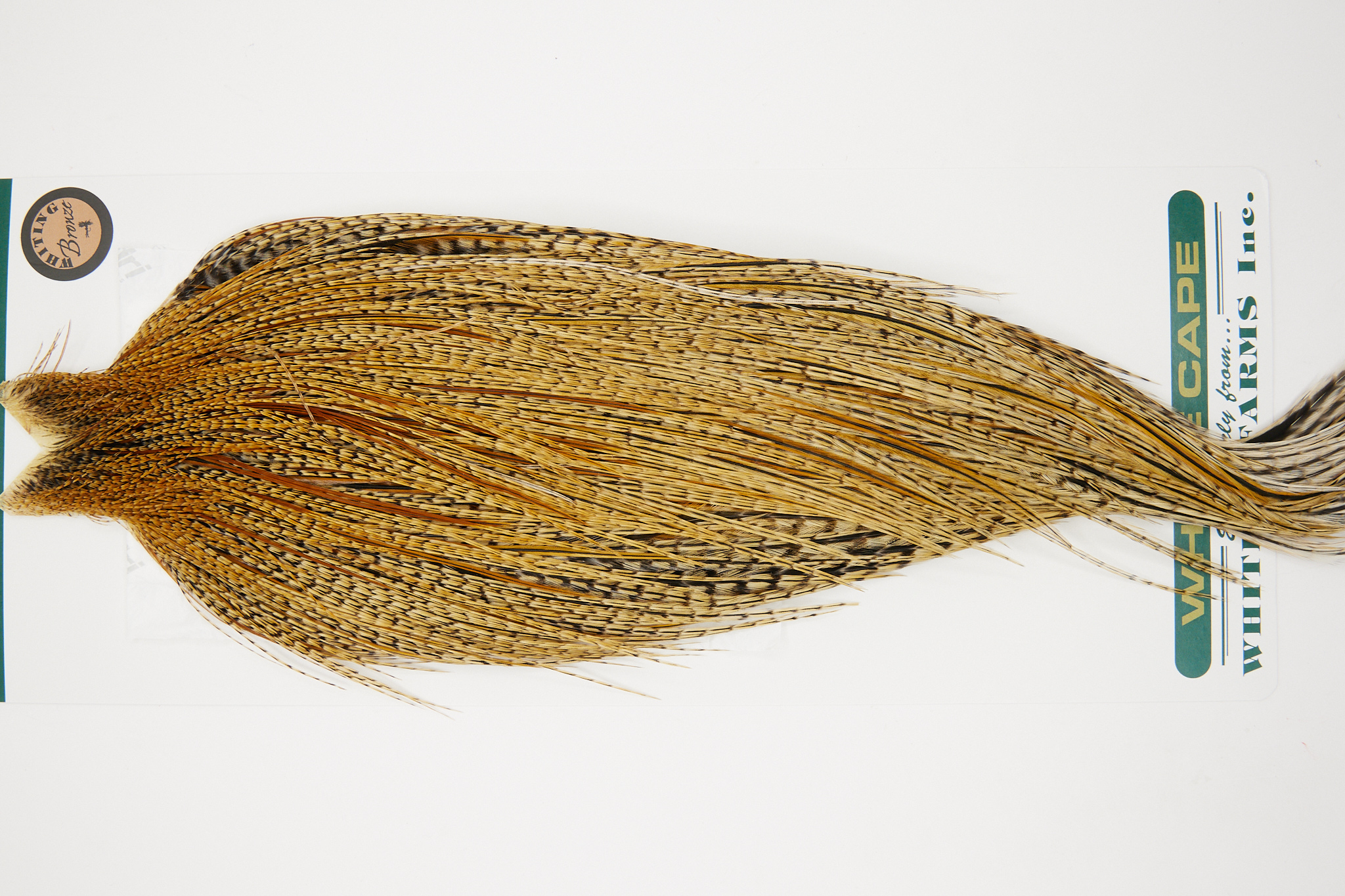 10909 Hebert Dry Fly Hackle Bronze Grade Rooster Cape Medium Barred Ginger Ties Size 8-22