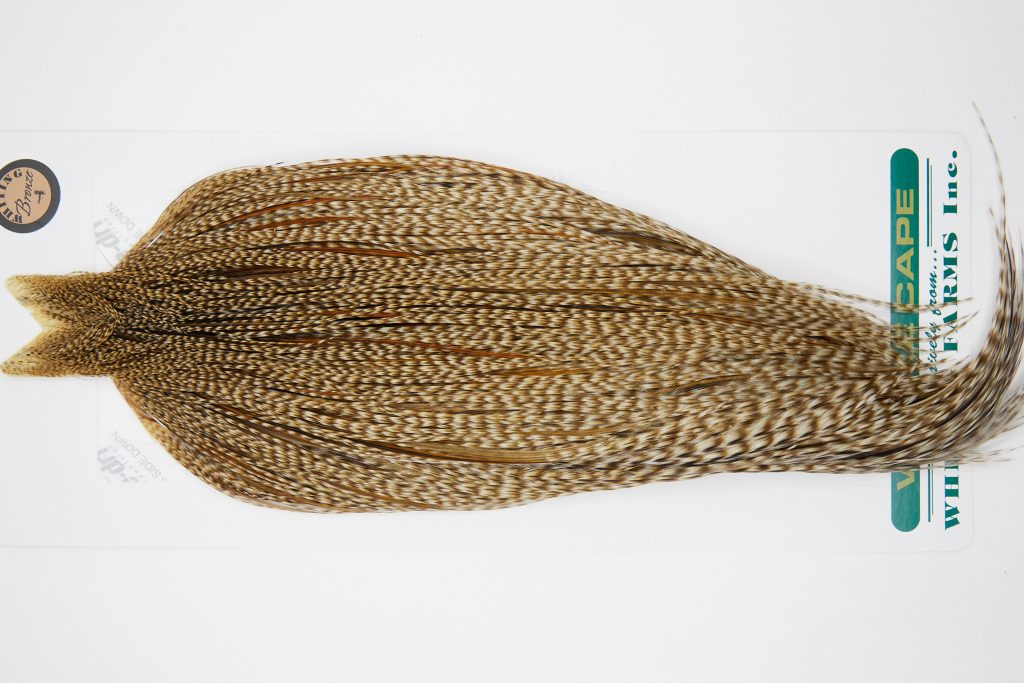 10926 Hebert Dry Fly Hackle Bronze Grade Rooster Cape Dun Grizzly Ties Size 10-24