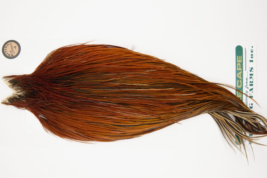 10928 Hebert Dry Fly Hackle Bronze Grade Rooster Cape Medium Brown Ties Size 10-22