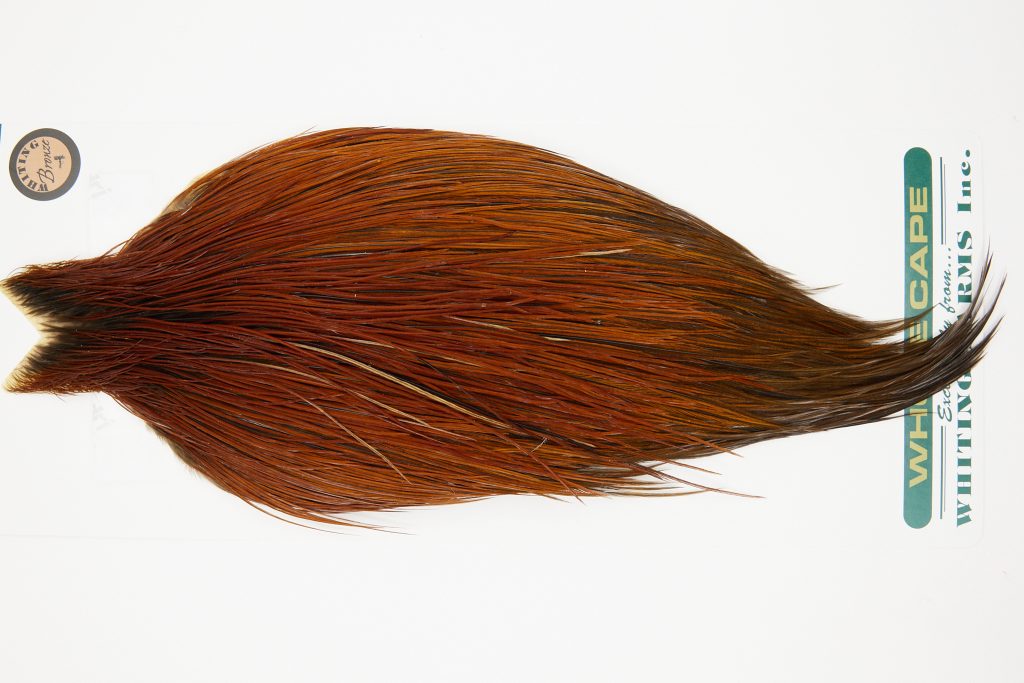 10929 Hebert Dry Fly Hackle Bronze Grade Rooster Cape Medium Brown Ties Size 10-20