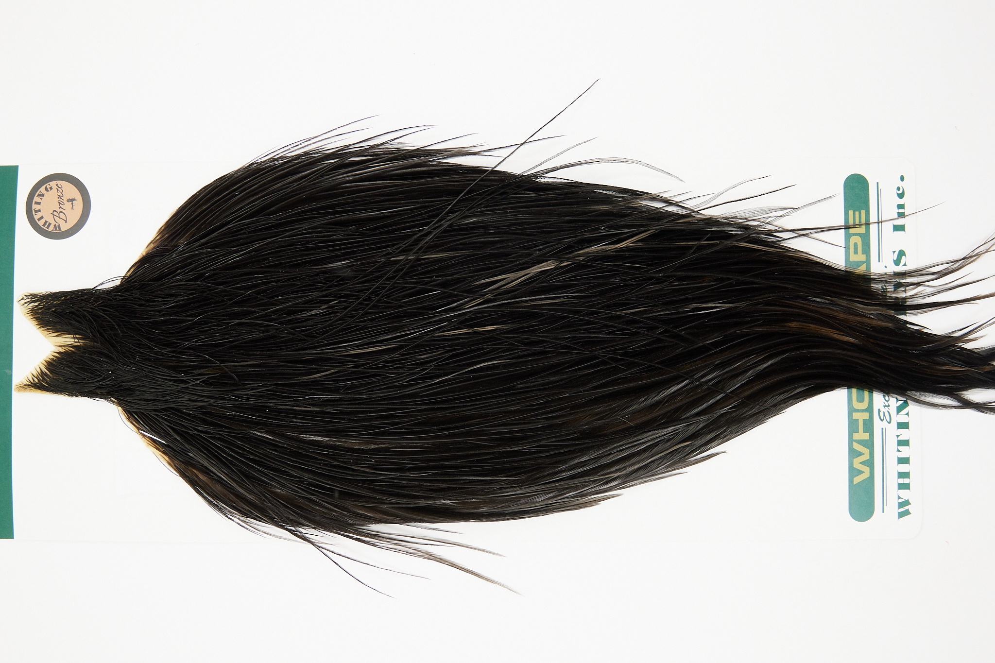 10933 Hebert Dry Fly Hackle Bronze Grade Rooster Cape Black Ties Size 10-24